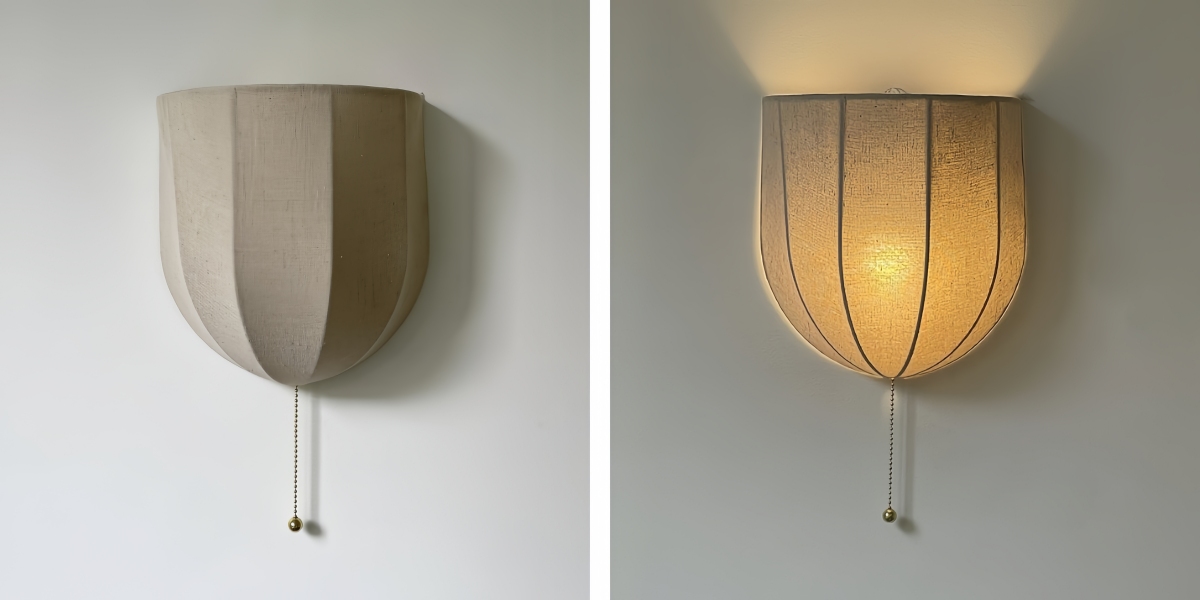 Comparaison de l'applique Fablune éteinte et allumée
