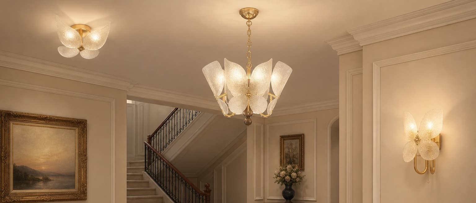Plafonnier décoratif Lucenda Butterfly dans un intérieur chaleureux