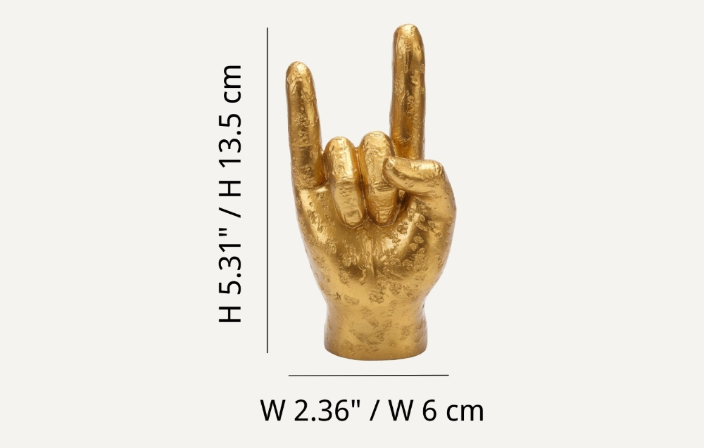 Dimensions de la main décorative Kickra Rock On Wall Gold