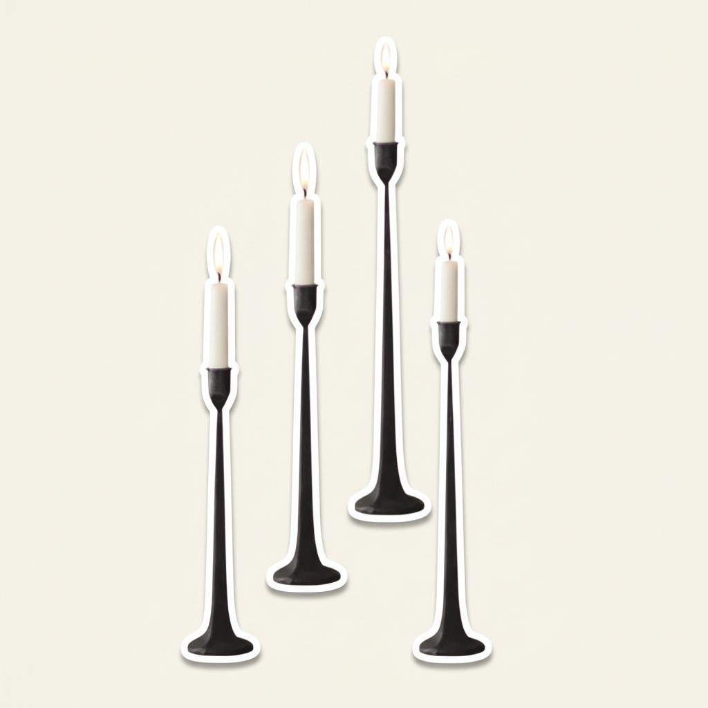 Set de bougeoirs coniques noirs Tegna sur fond clair