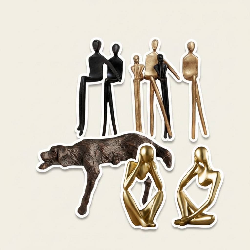 Collection Floxo Lazy Dog et figurines humaines abstraites