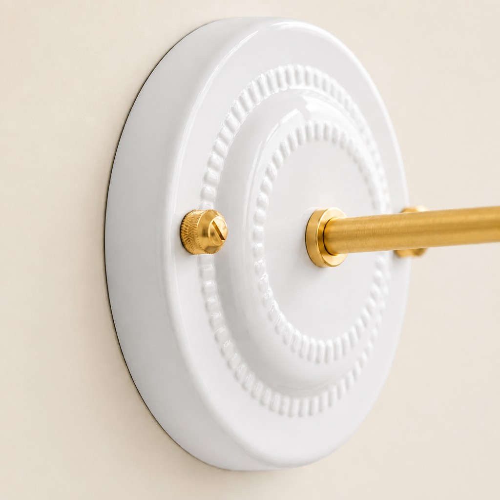 Détail de la base en céramique blanche