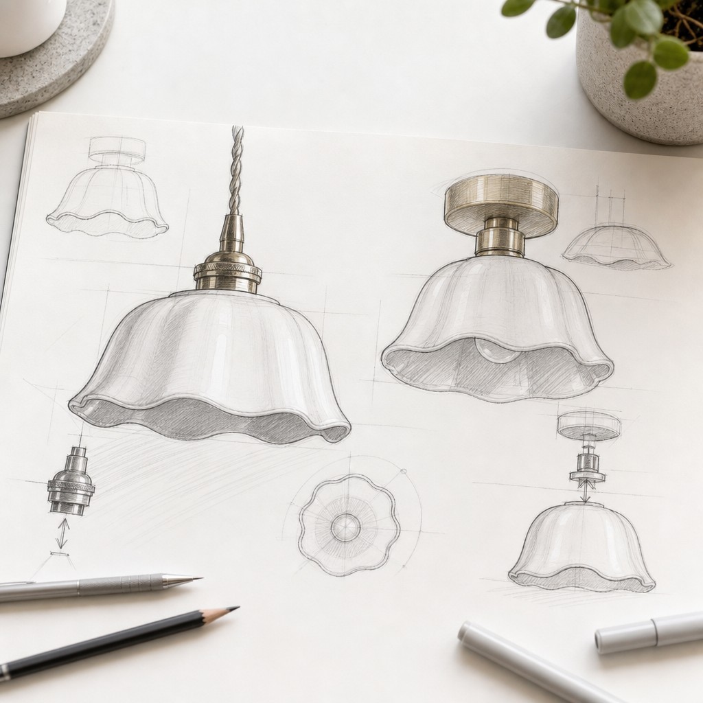 Croquis et concept du luminaire Cienax
