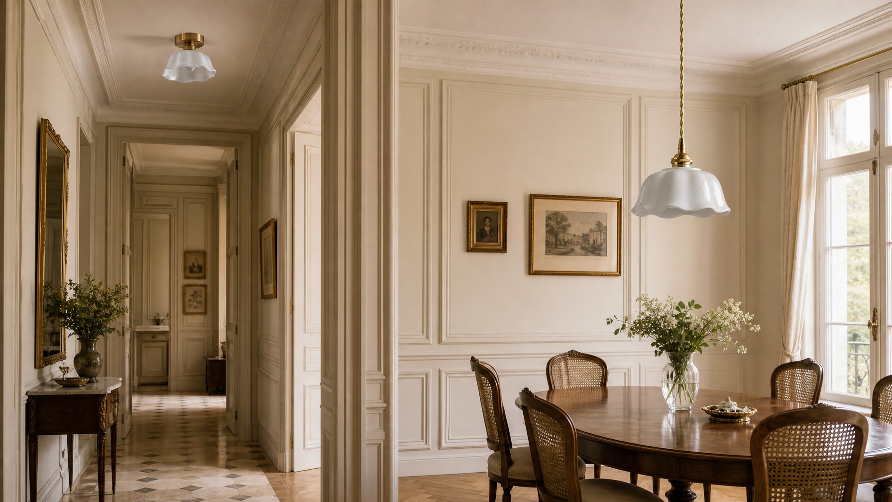 Cienax luminaire en céramique blanche dans un intérieur classique