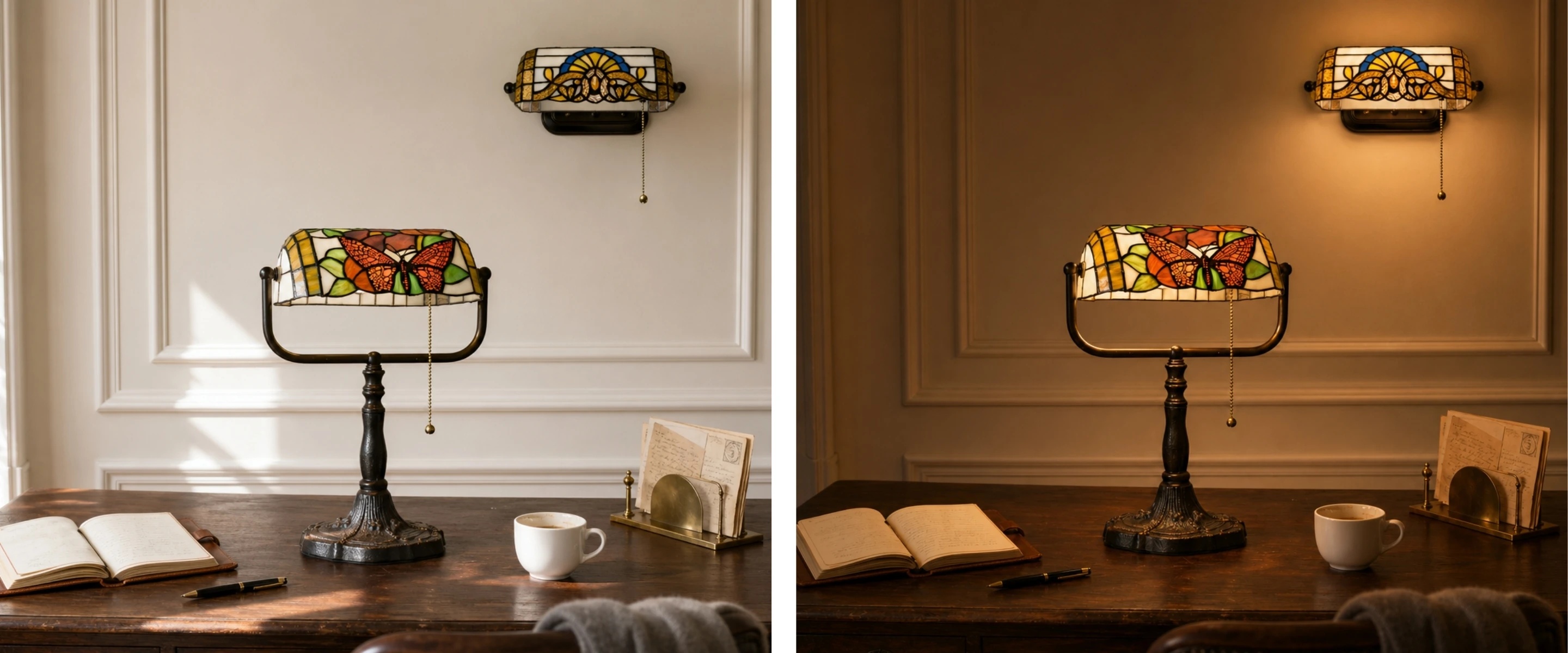 Lampe Tiffany dans un décor intérieur vintage
