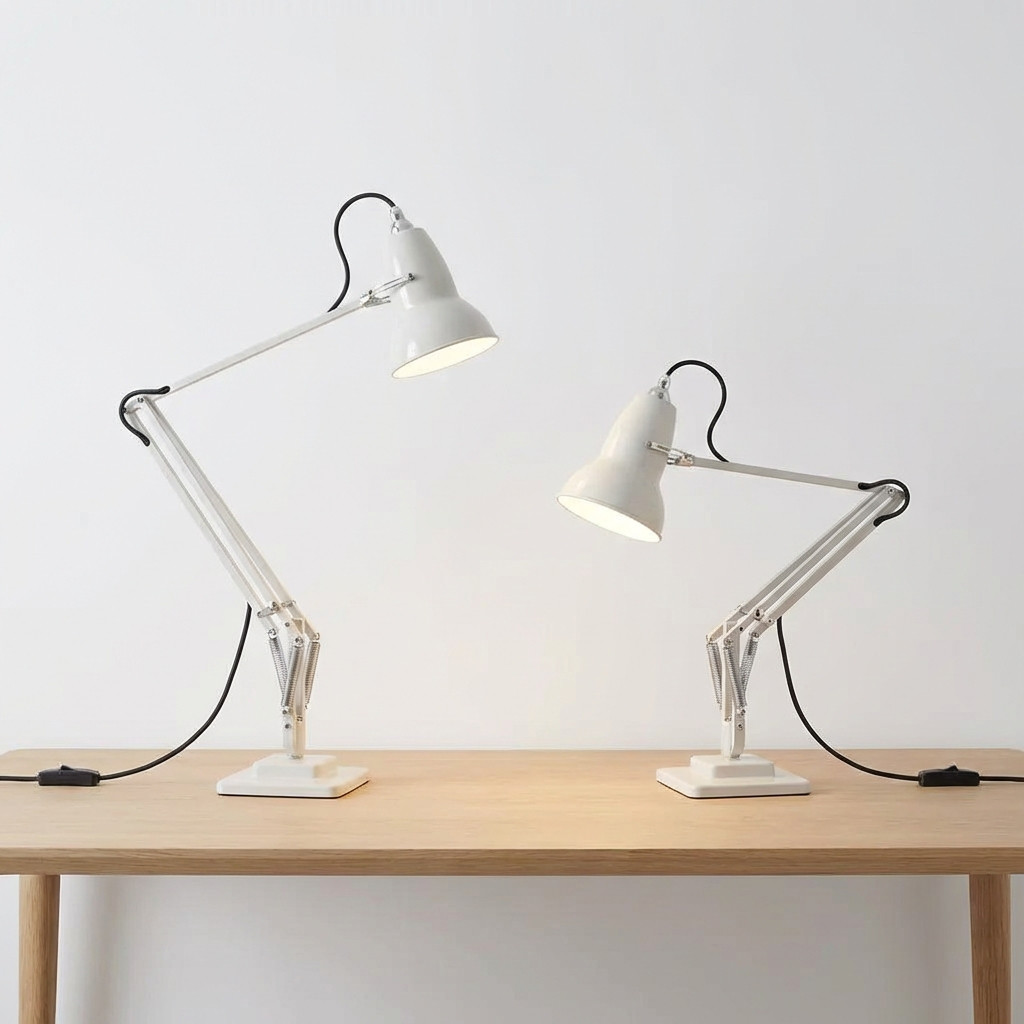 Deux lampes de bureau articulées blanches