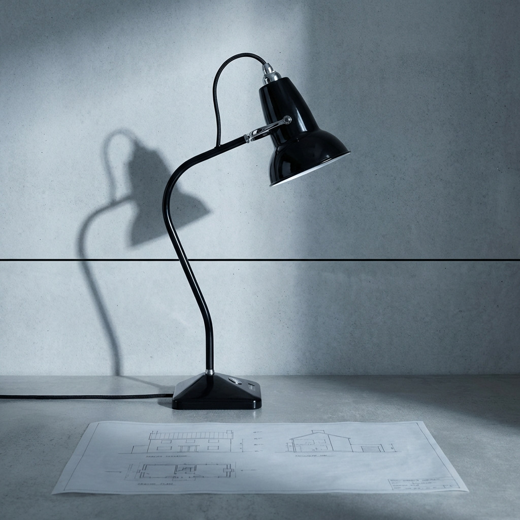 Lampe Modryx noire avec ombre projetée