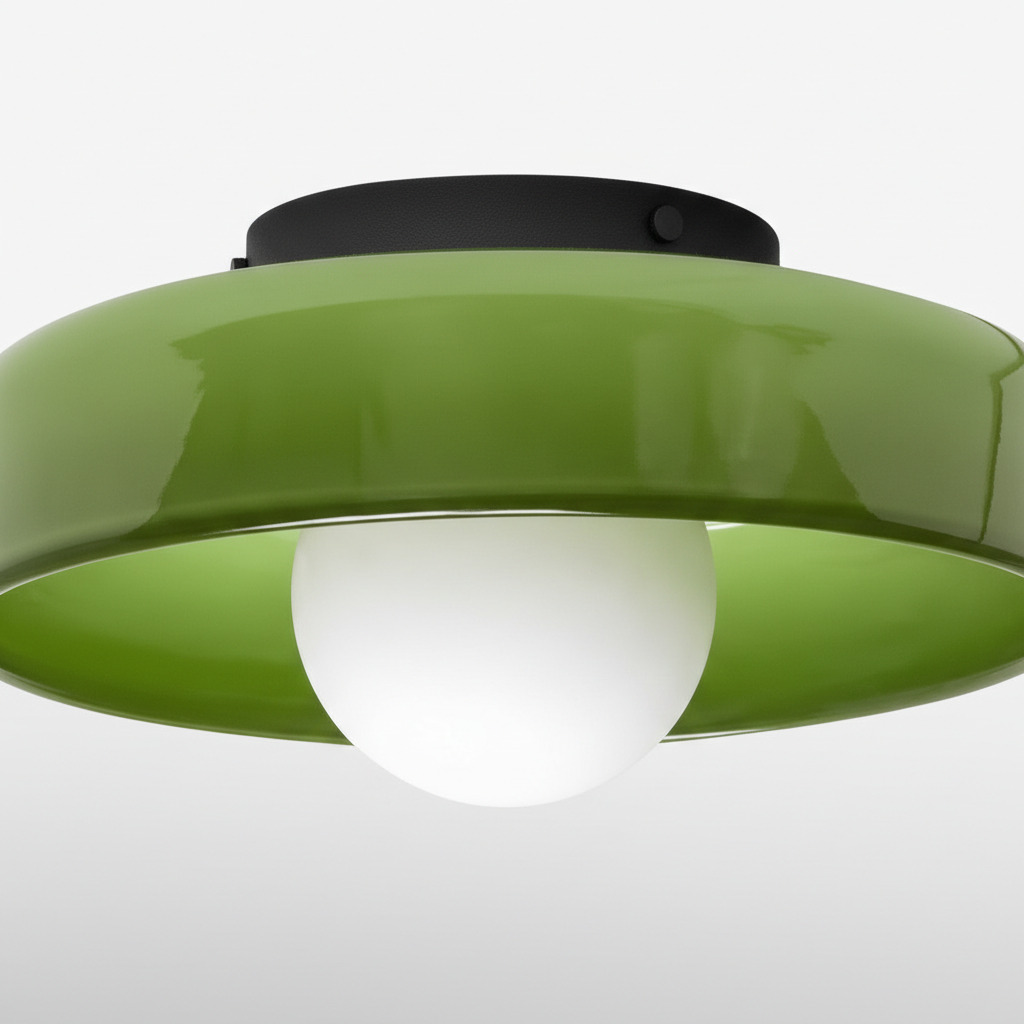 Green Glasenti Halo Disc Orb lamp front detail