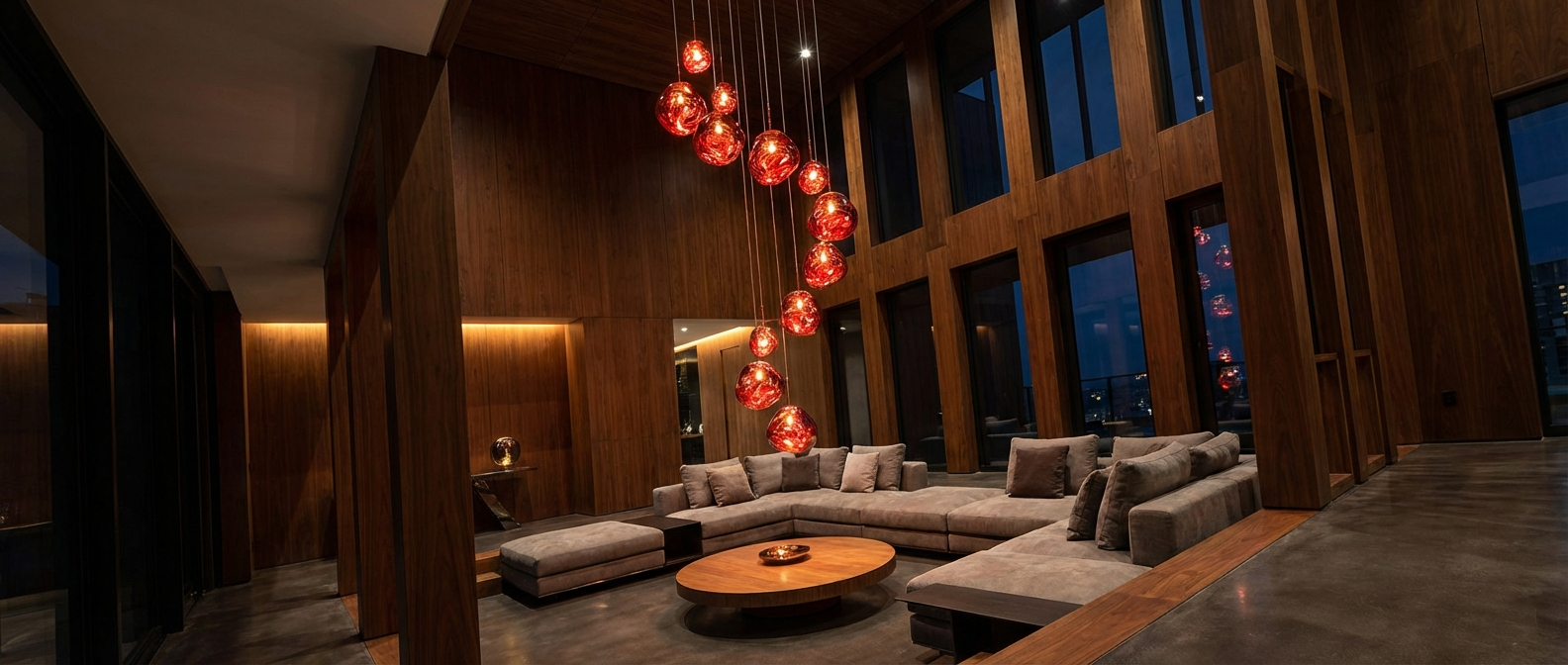 Suspension Glyador dans un salon contemporain