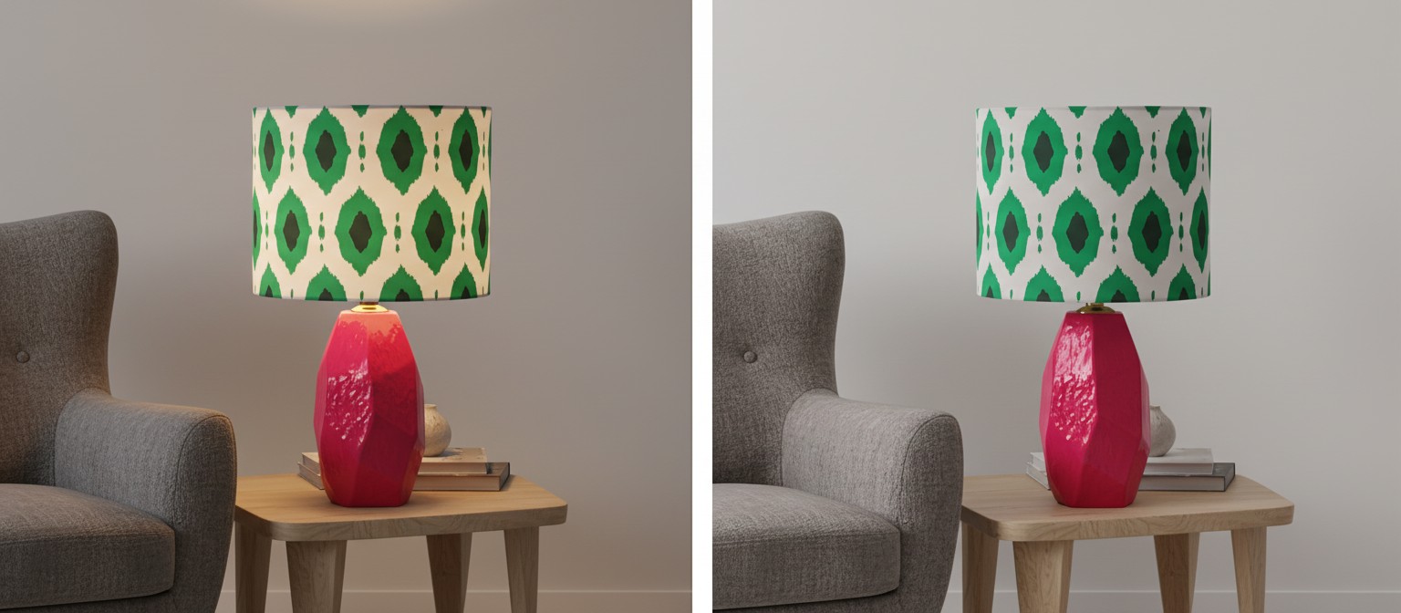 Comparaison de la lampe Arivane allumée et éteinte