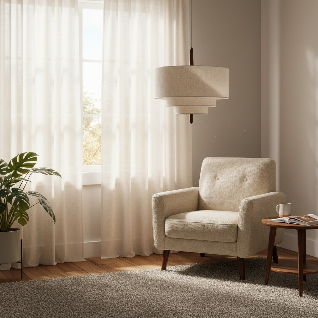 Softlume pendant lamp in a sunny reading corner