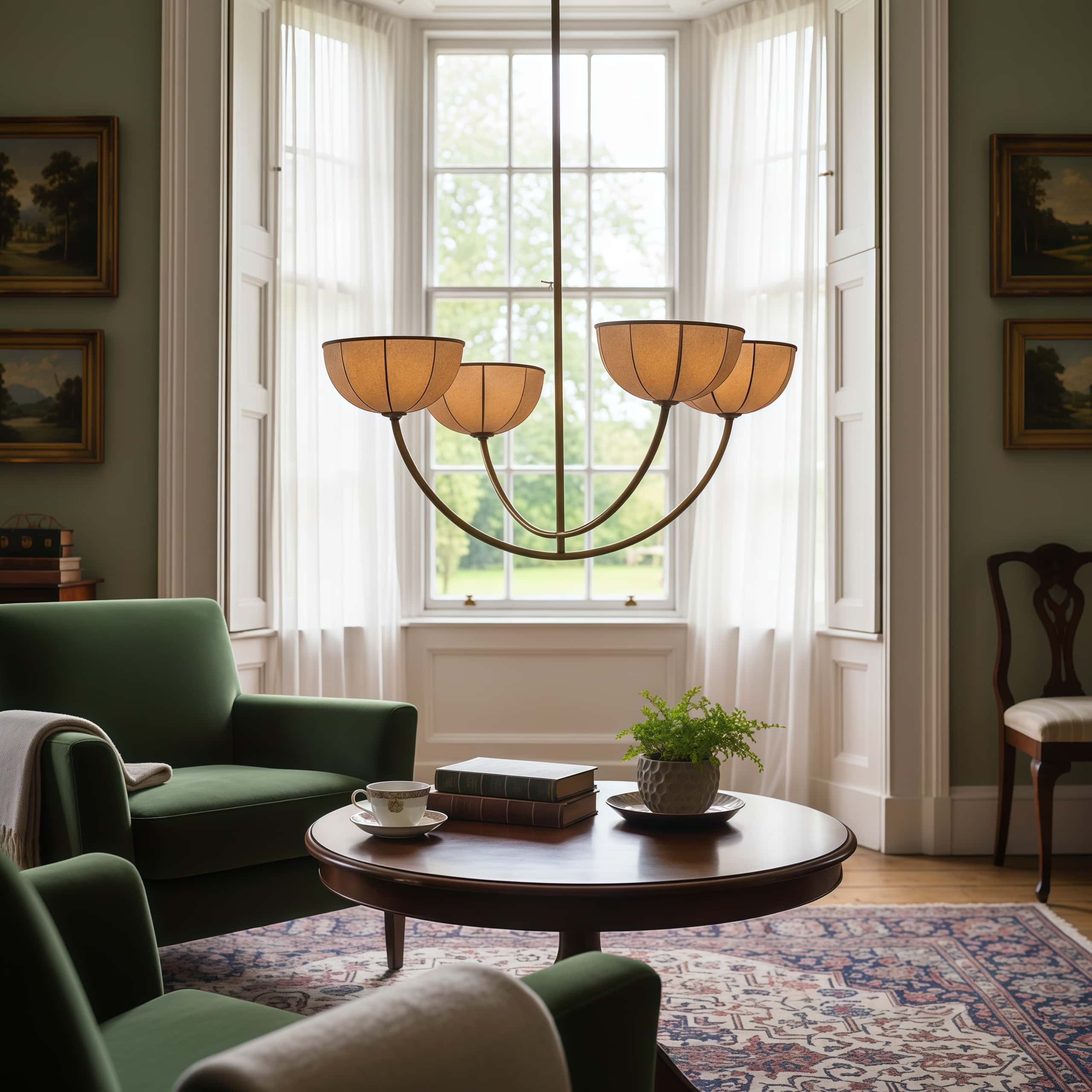 Lustre Loomis allumé près d'une fenêtre
