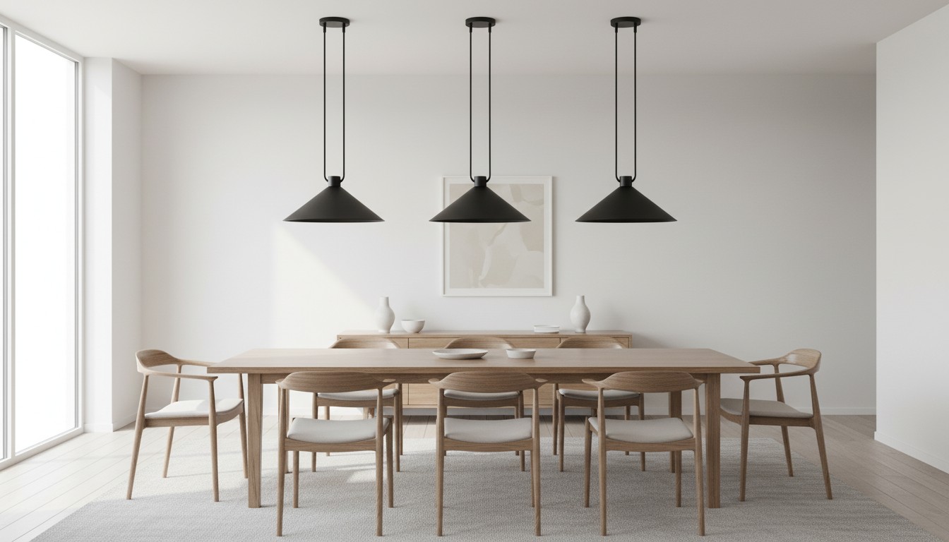 Ensemble de Suspenze Vaxeuran au-dessus d'une table à manger