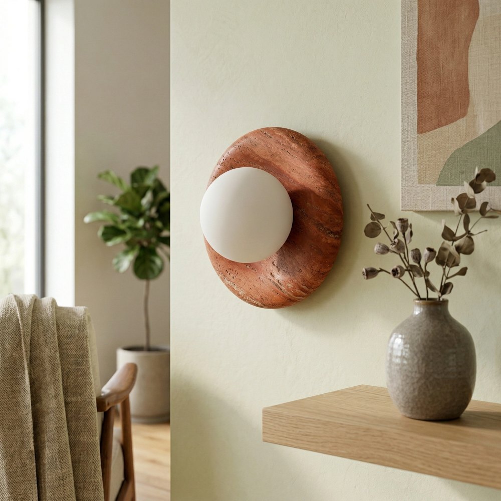 Applique wall Oria rouge dans un espace de vie doux