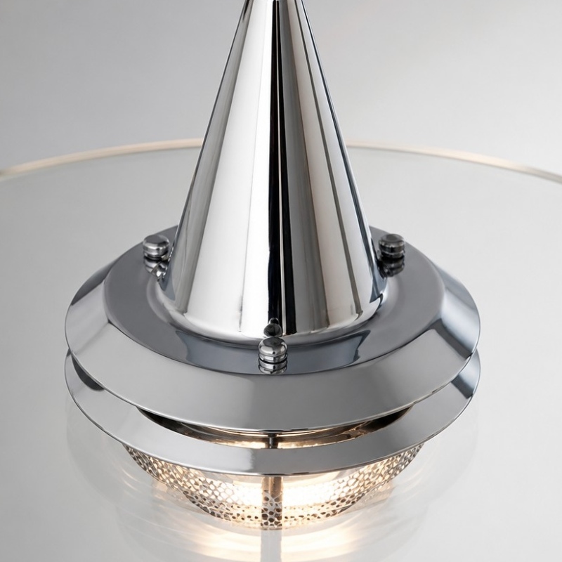 Chrome detail of the Moxellan pendant light