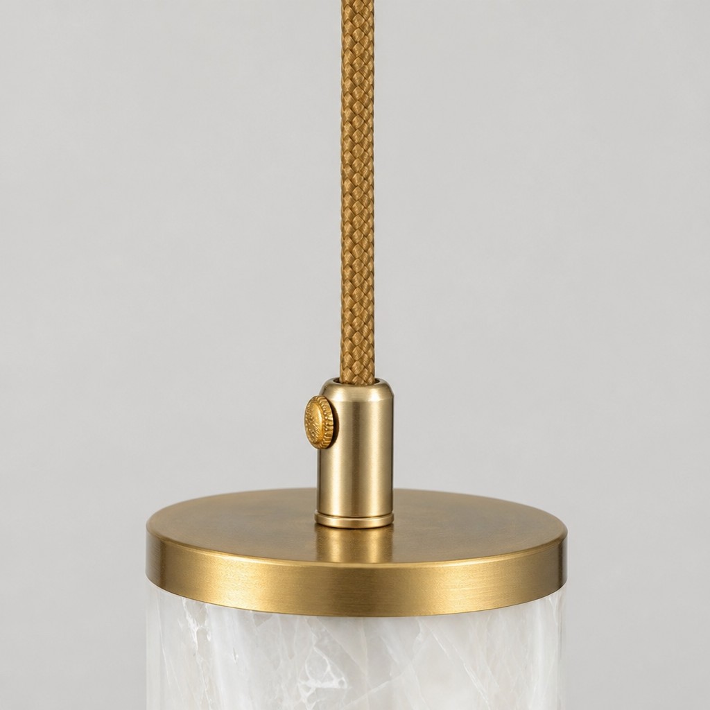 Brass cord and shade connection detail