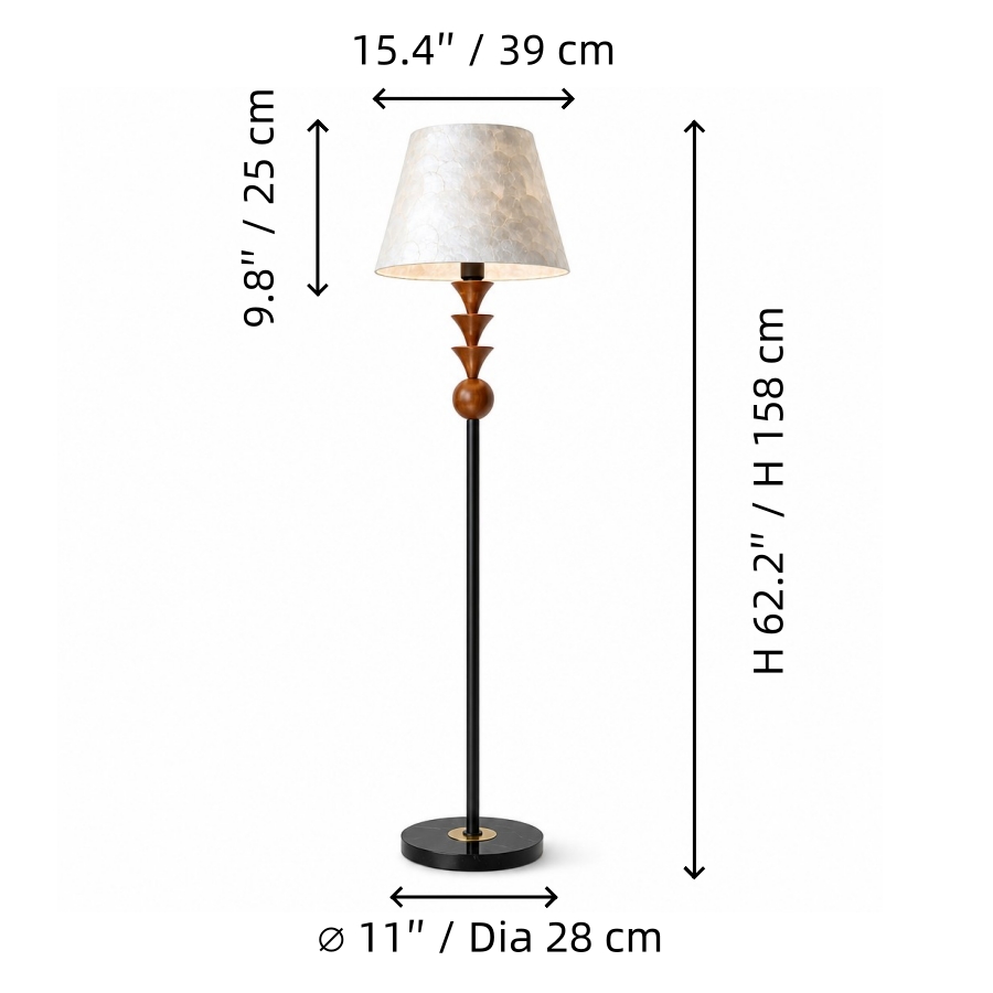 Micahell floor lamp dimensions diagram