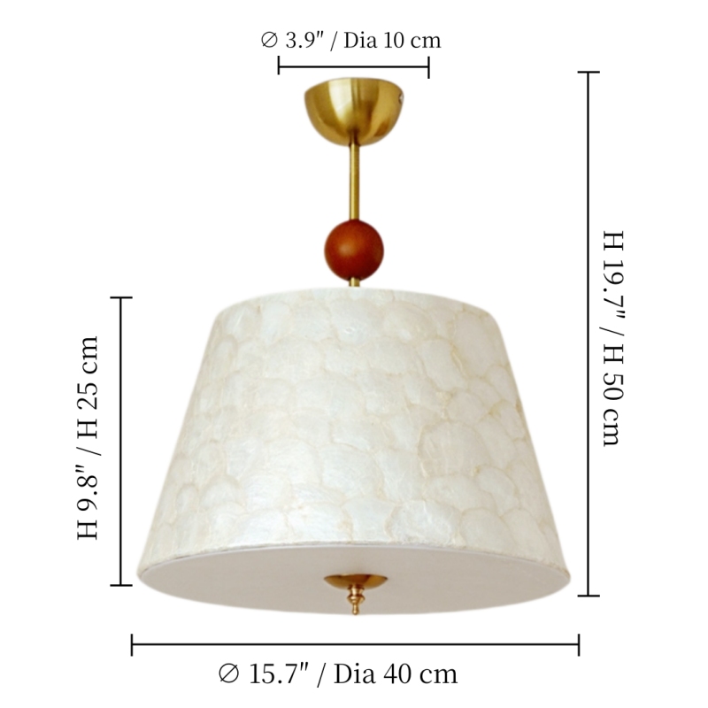 Schéma des dimensions du plafonnier Lunavera