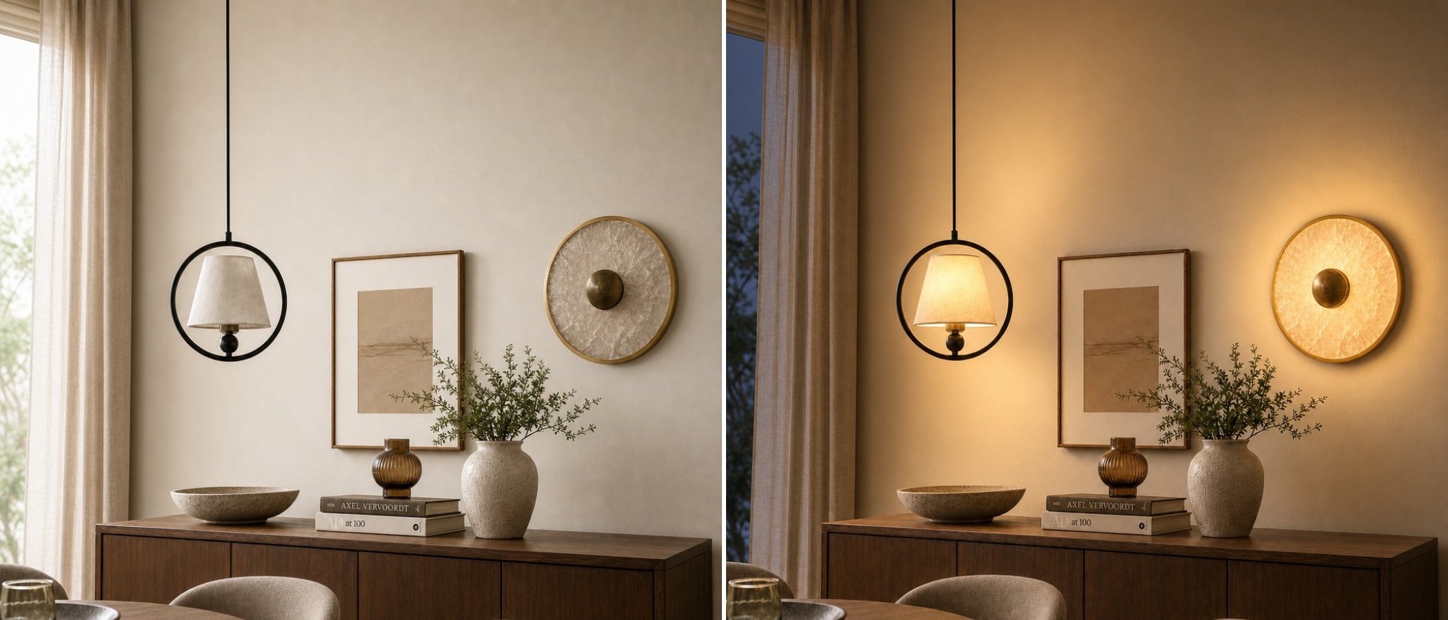 Shellure lighting shown with warm evening glow