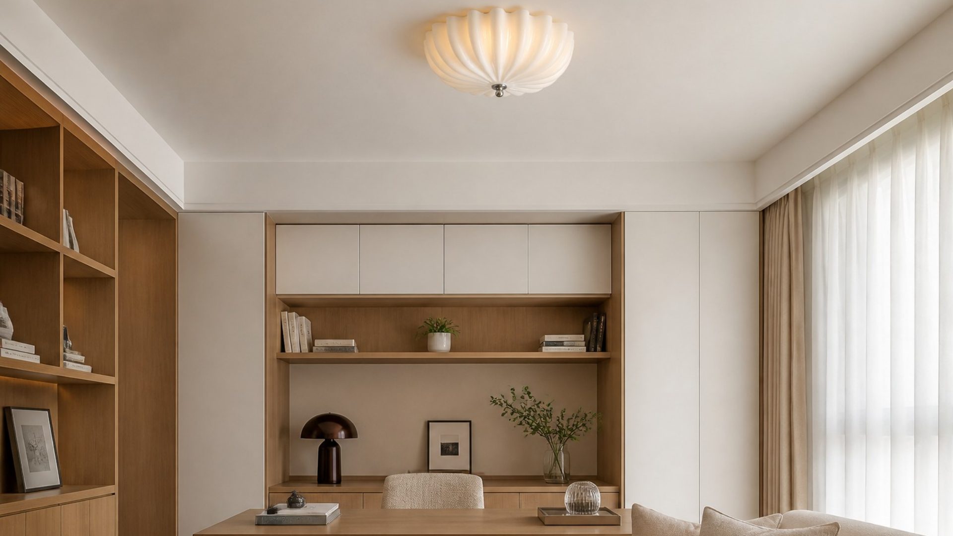 Durnic ceiling light in a warm interior space