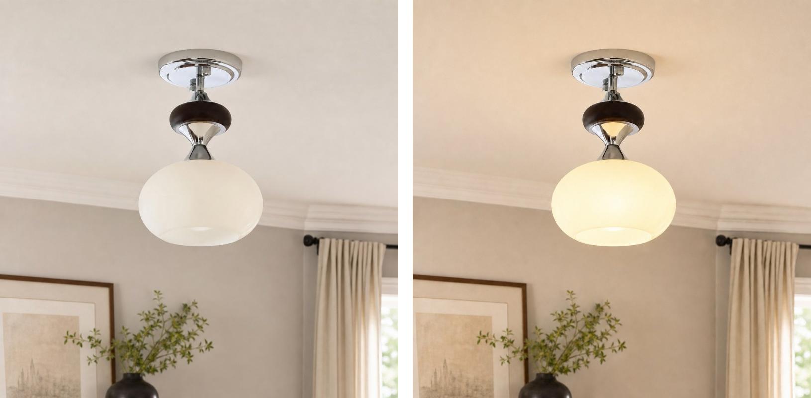 Comparaison de l'éclairage de la lampe Valesey