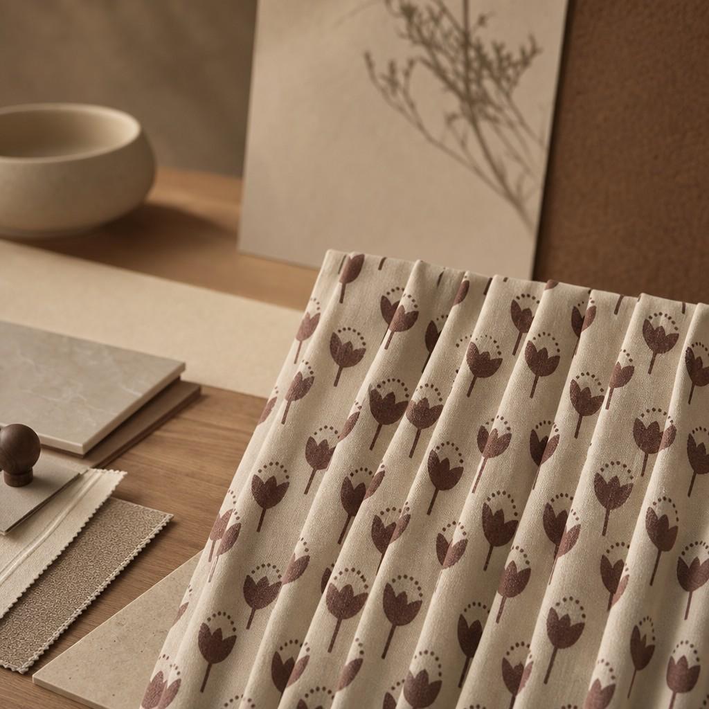 Floral printed fabric shade detail