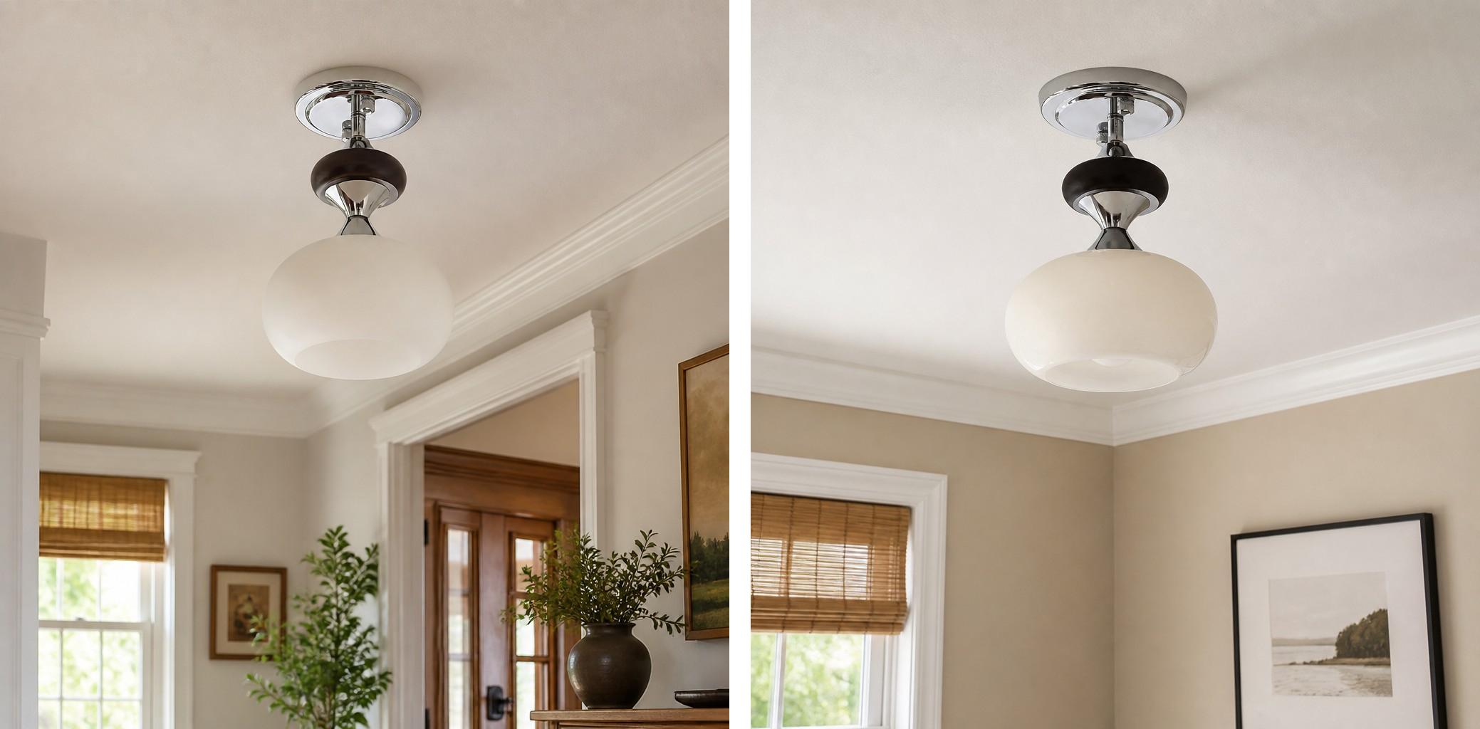 Deux scènes d'installation pour la lampe Valesey