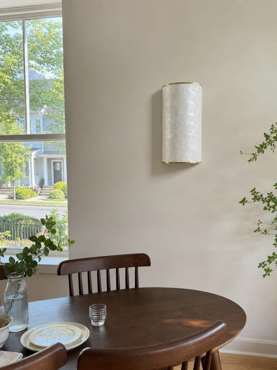 Pendant lights over a dining table