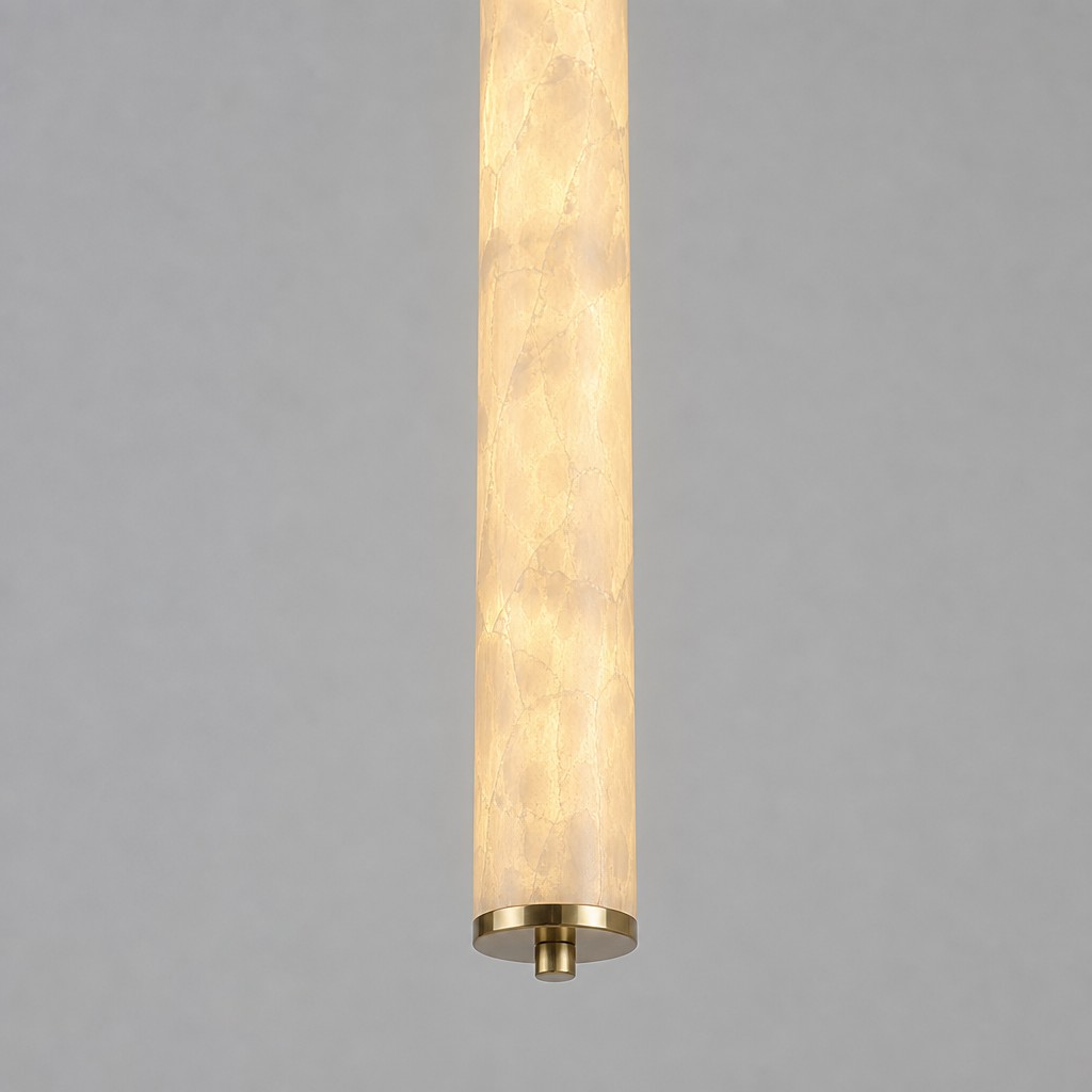 Illuminated Capiz shell cylinder pendant detail