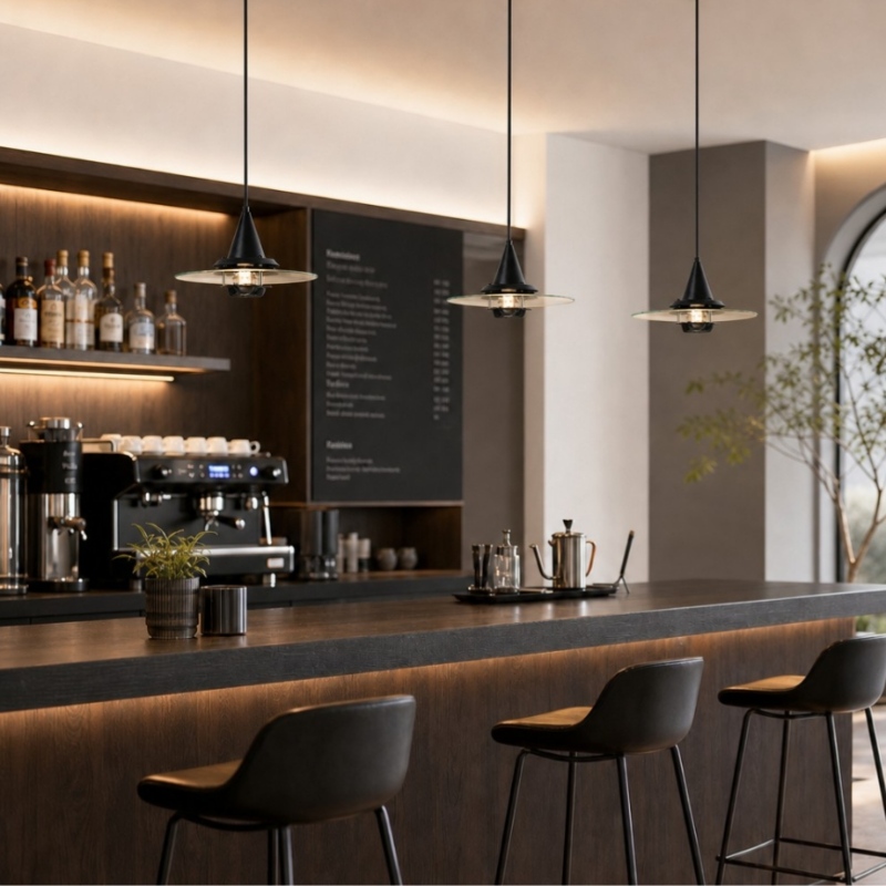 Moxellan pendant lights in a bar setting