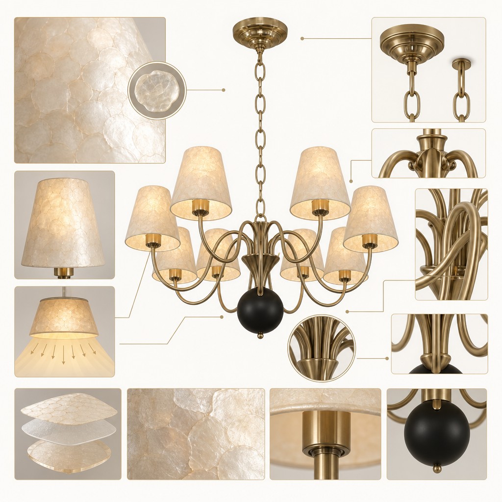 Micahell hand-crafted chandelier detail board