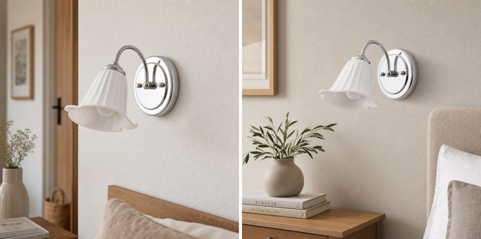 Applique lys calla dans deux scènes de chambre
