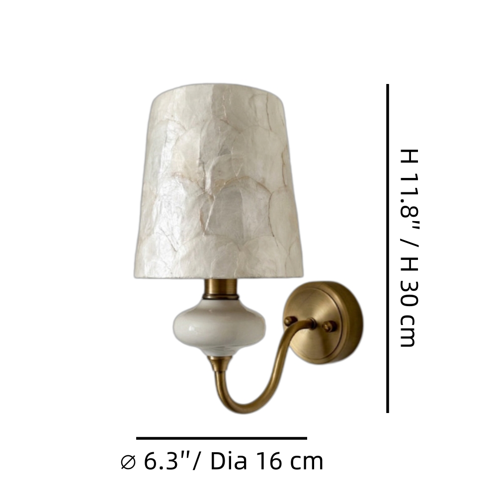 Dimensions de l'applique murale Shellure Ø 16 cm × H 30 cm