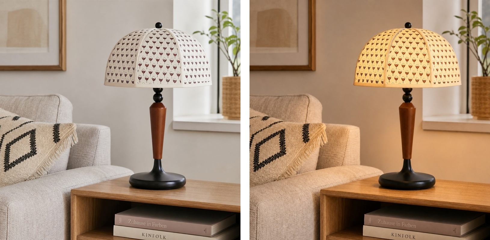Comparaison de la lampe Fennary éteinte et allumée