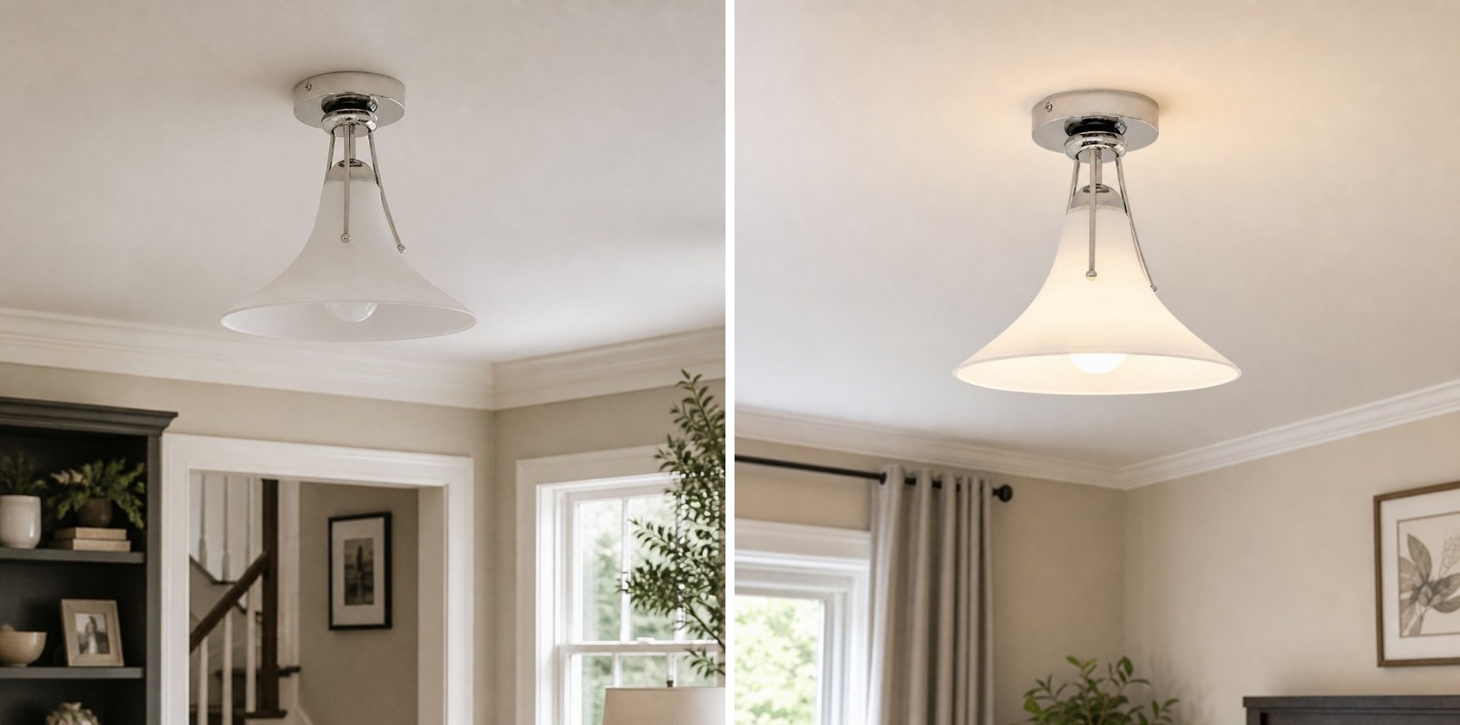 Comparaison de la lampe éteinte et allumée
