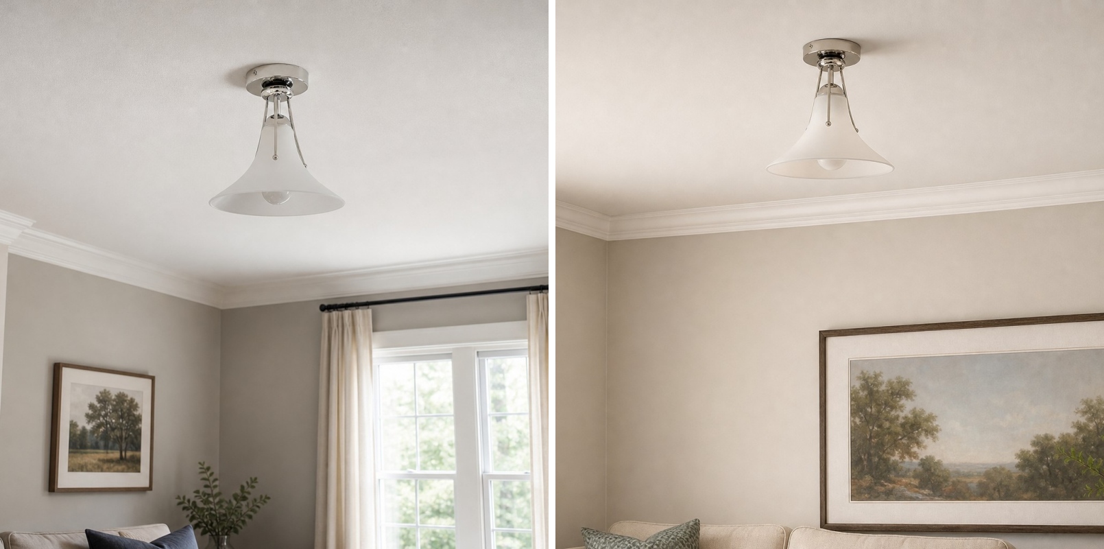 Deux scènes d'intérieur avec la lampe Kallera