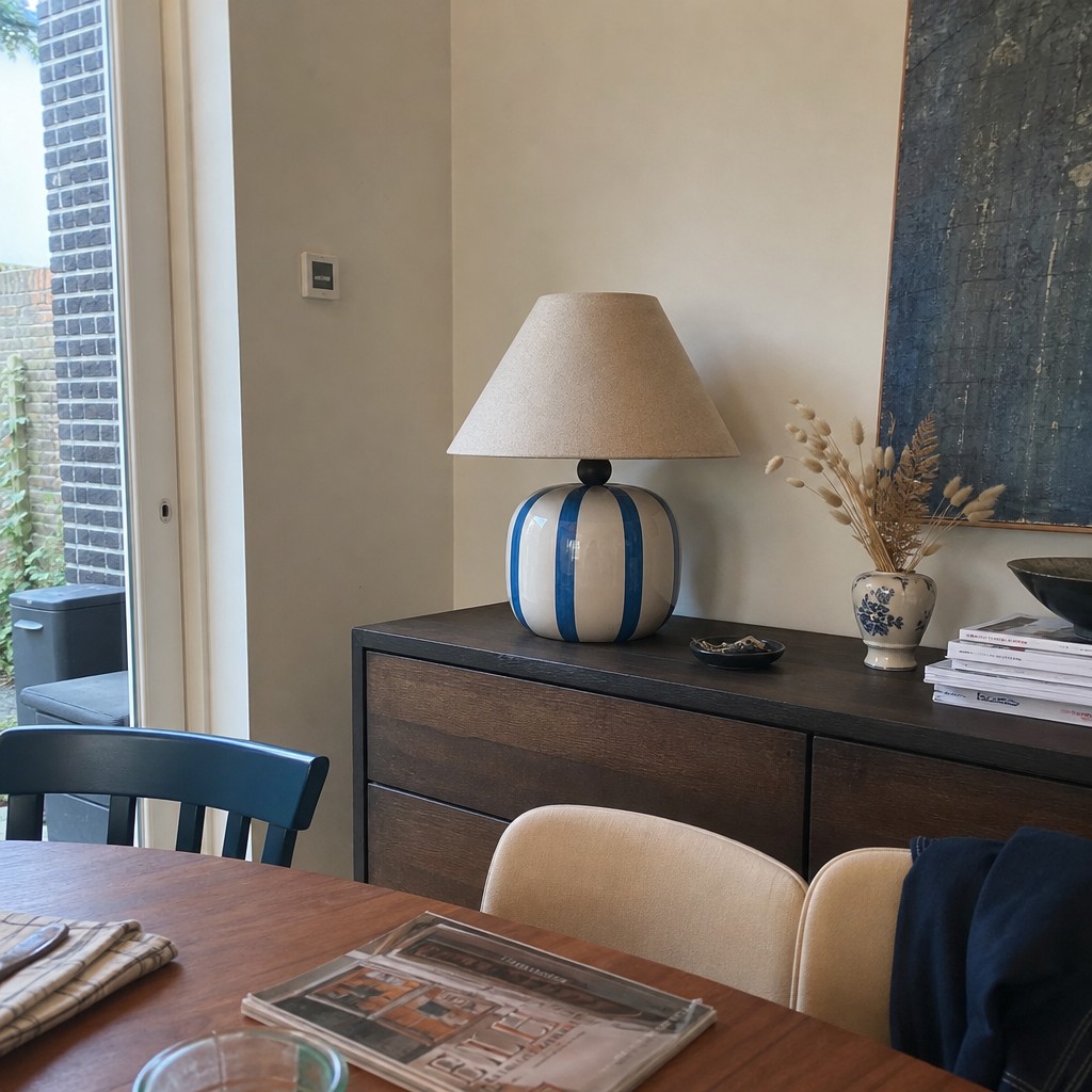 Lampe Ceruna bleue dans un intérieur chaleureux