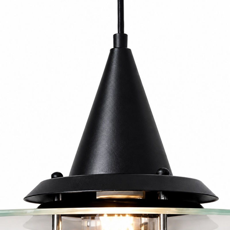Black finish detail of the Moxellan pendant light