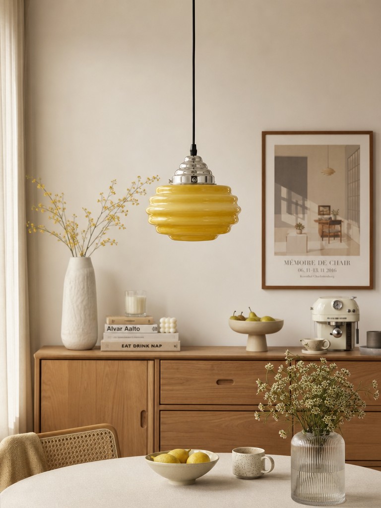 Inspiration salon avec plafonnier Cirren jaune crème