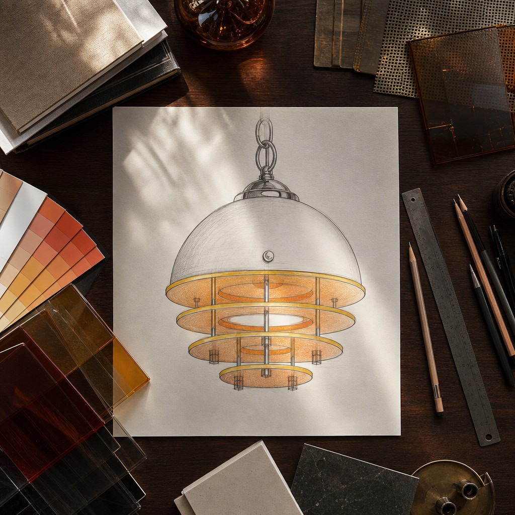 Croquis conceptuel artistique de la lampe