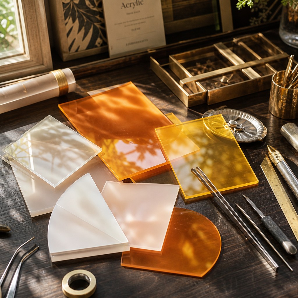 Matériaux colorés orange, blanc et translucides