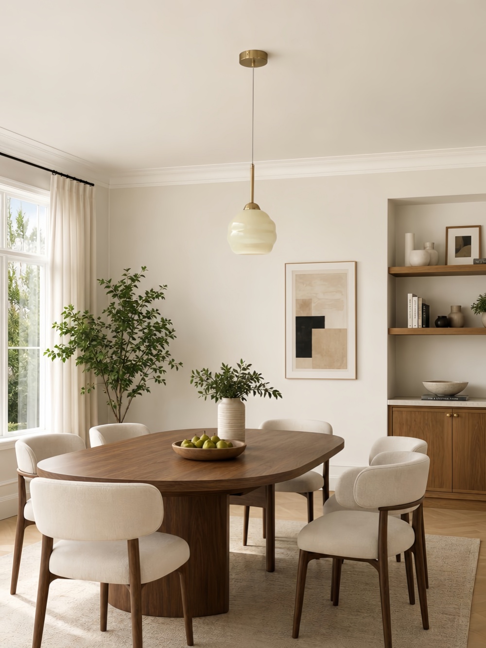 Mallew pendant light above dining table