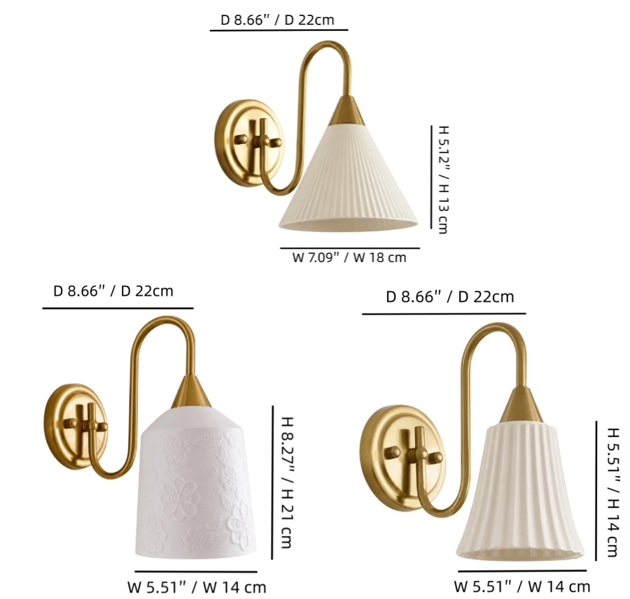 Dimensions des appliques murales vintage