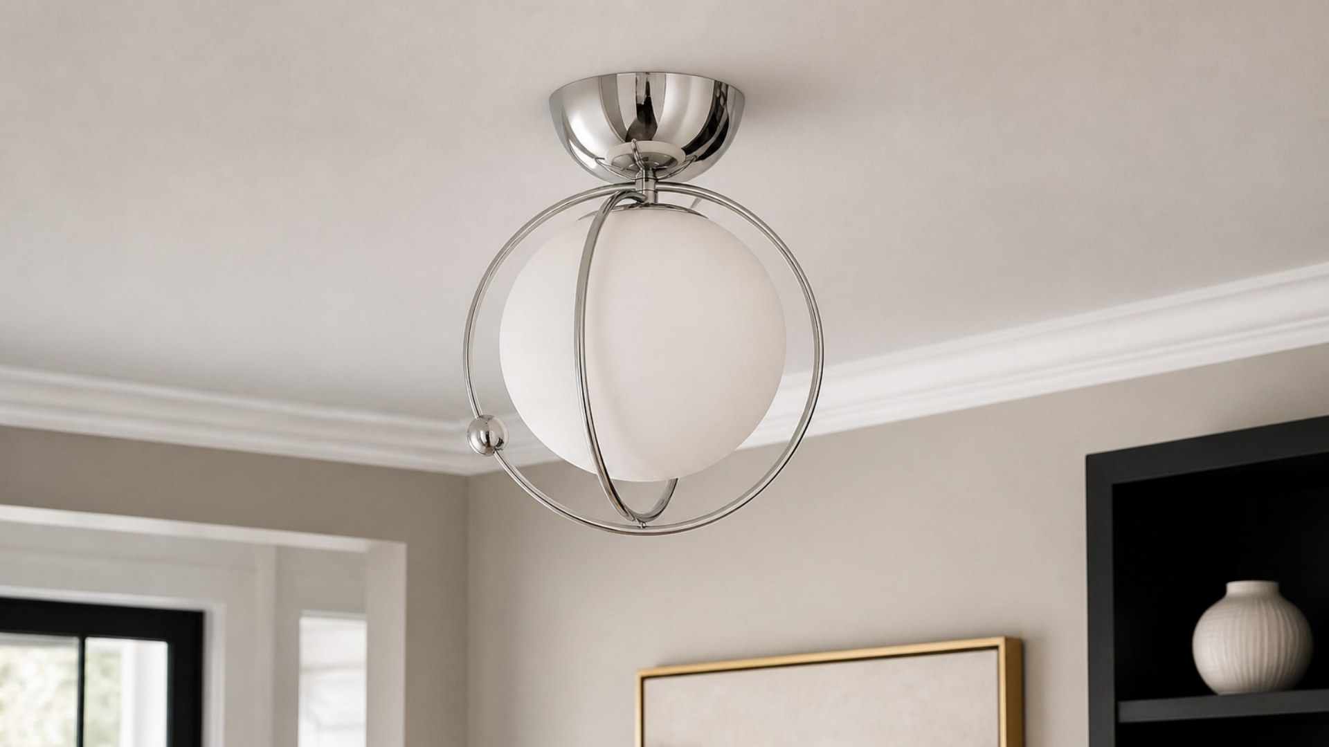 Kallera Planet Ceiling Light installé au plafond dans une pièce moderne