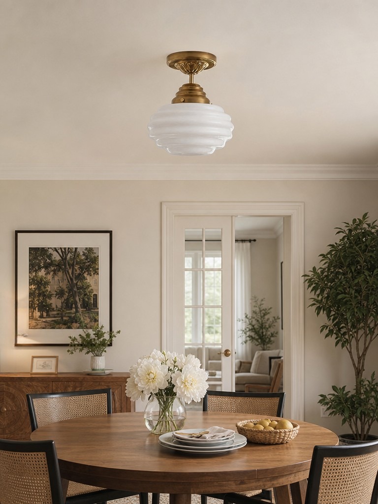 Inspiration coin repas avec plafonnier Cirren