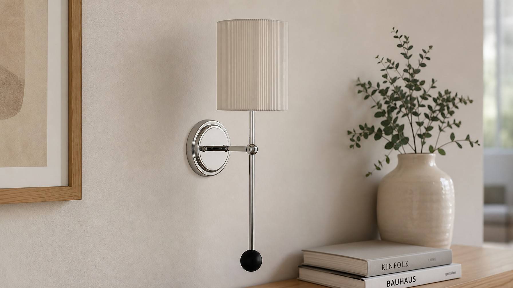 Cumoris Pleated Wall Lamp in a soft living space