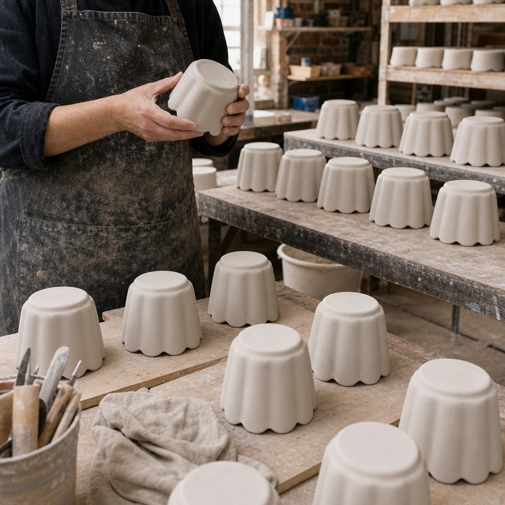 Atelier de céramique avec abat-jours façonnés