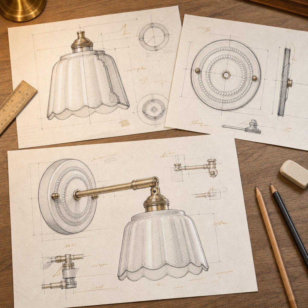 Croquis de conception de l'applique fleur Cienax