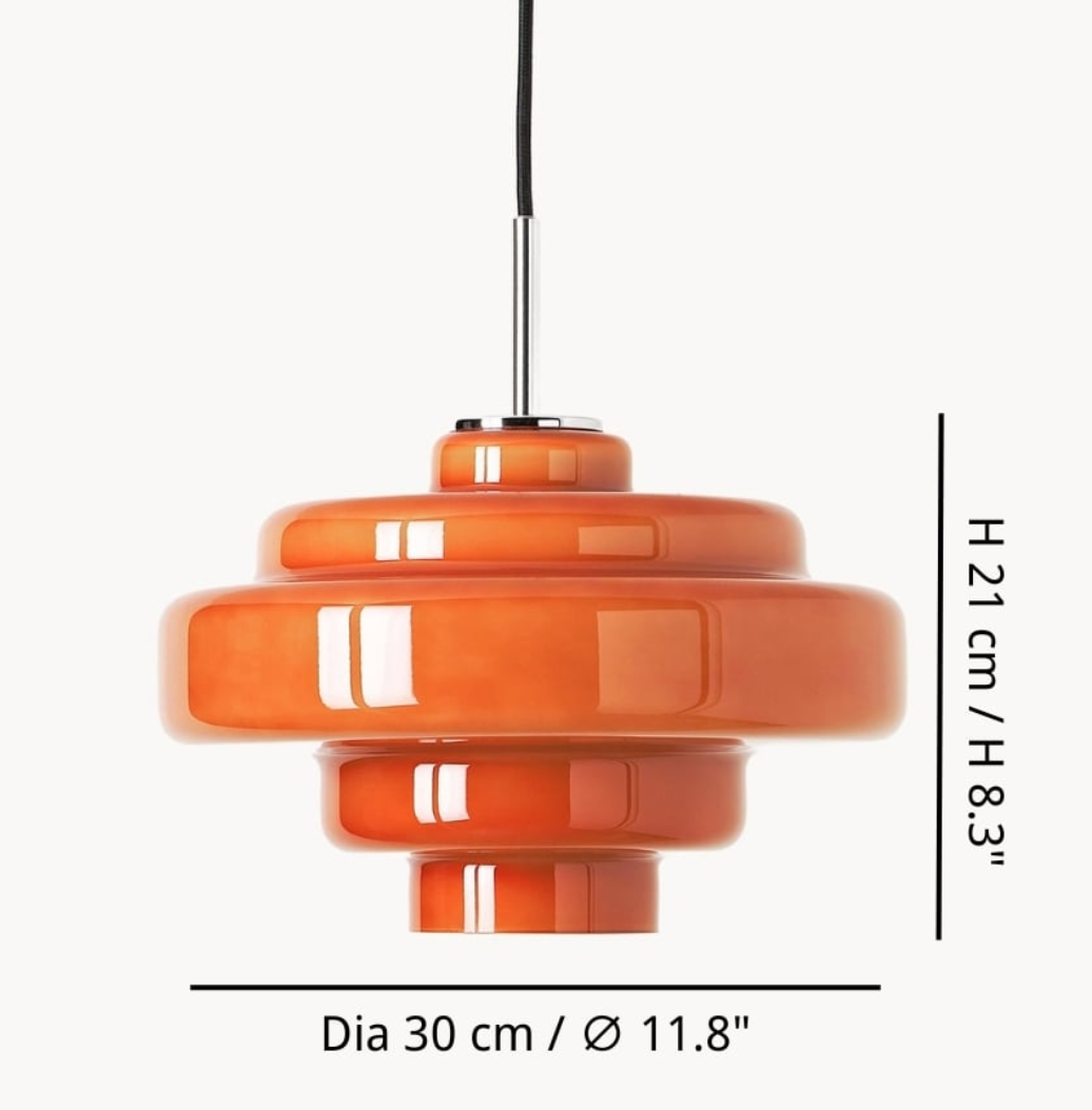 Dimensions de la suspension en verre Malero