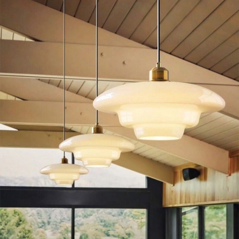 Art Deco Opal Glass Pendant Light S45